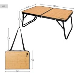 AKTIVE - Table De Camping Pliante Effet Bambou, 60x40x25 Cm -Camping Fournitures Boutique aktive table de camping pliante effet bambou 60x40x25 cm 3