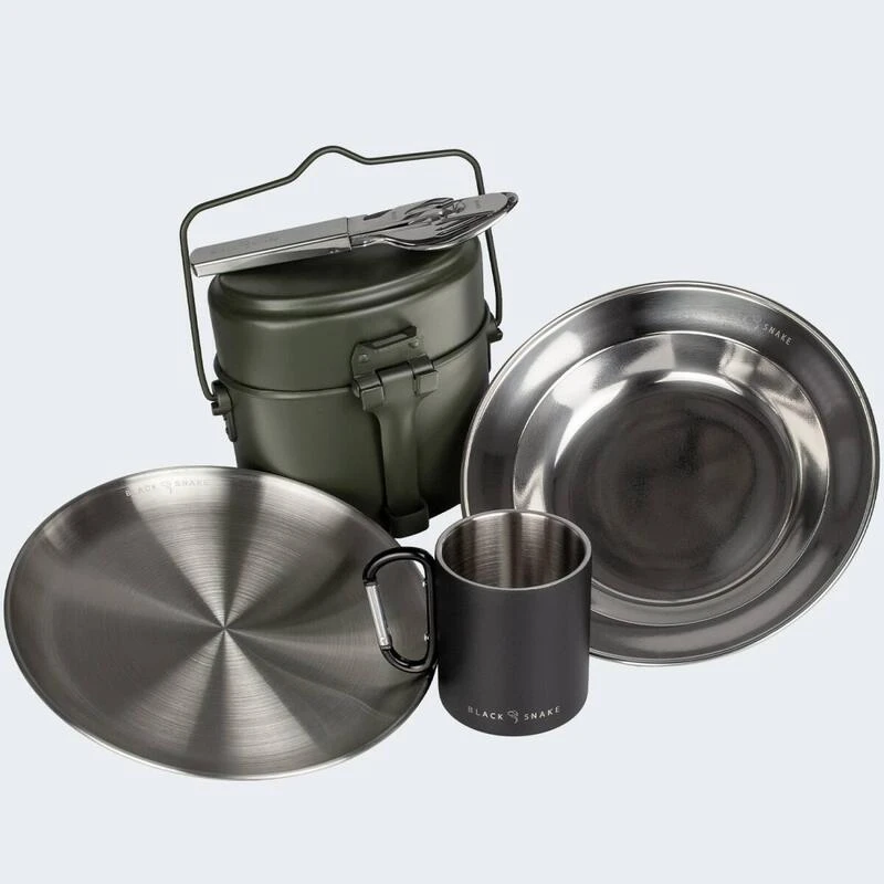 Batterie De Cuisine De Camping, Assiette Plate & Creuse, Couverts Et Tasse Set 2 Batterie De Cuisine De Camping, Assiette Plate & Creuse, Couverts Et Tasse Set – Image 2