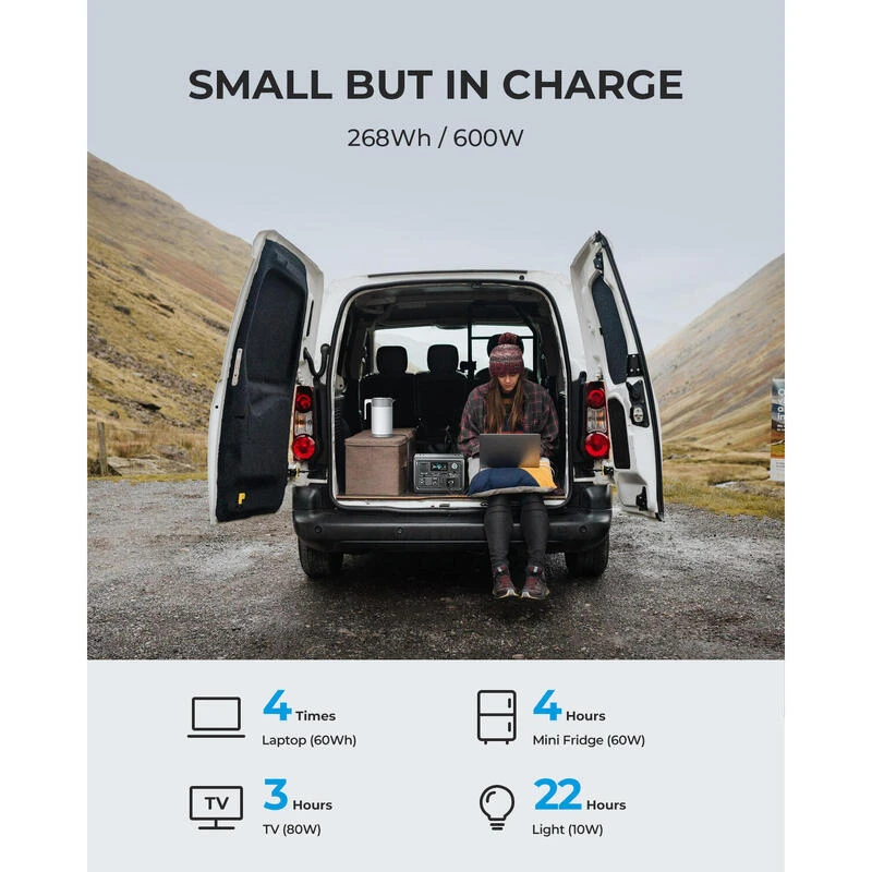 BLUETTI Générateur Électrique EB3A+PV200 268Wh/600W LiFePO4 Batterie Pour Voyage 2 BLUETTI Générateur Électrique EB3A+PV200 268Wh/600W LiFePO4 Batterie Pour Voyage – Image 2