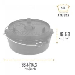 Petromax Dutch Oven FT6-6QT - Sans Pieds -Camping Fournitures Boutique petromax dutch oven ft6 6qt sans pieds 2