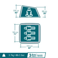 Quechua Tente De Camping - 2 SECONDS - 3 Places 11 Quechua Tente De Camping - 2 SECONDS - 3 Places -Camping Fournitures Boutique tente de camping 2 seconds 3 places 1